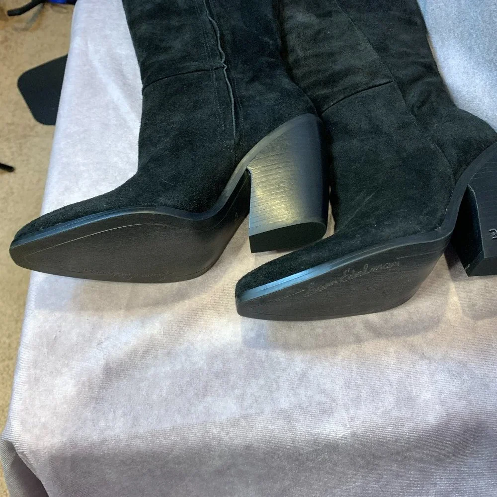 SAM EDELMAN NEW ANNABEL BLACK SUEDE BOOTS, NEW IN REPLACEMENT BOX - Picture 7 of 10